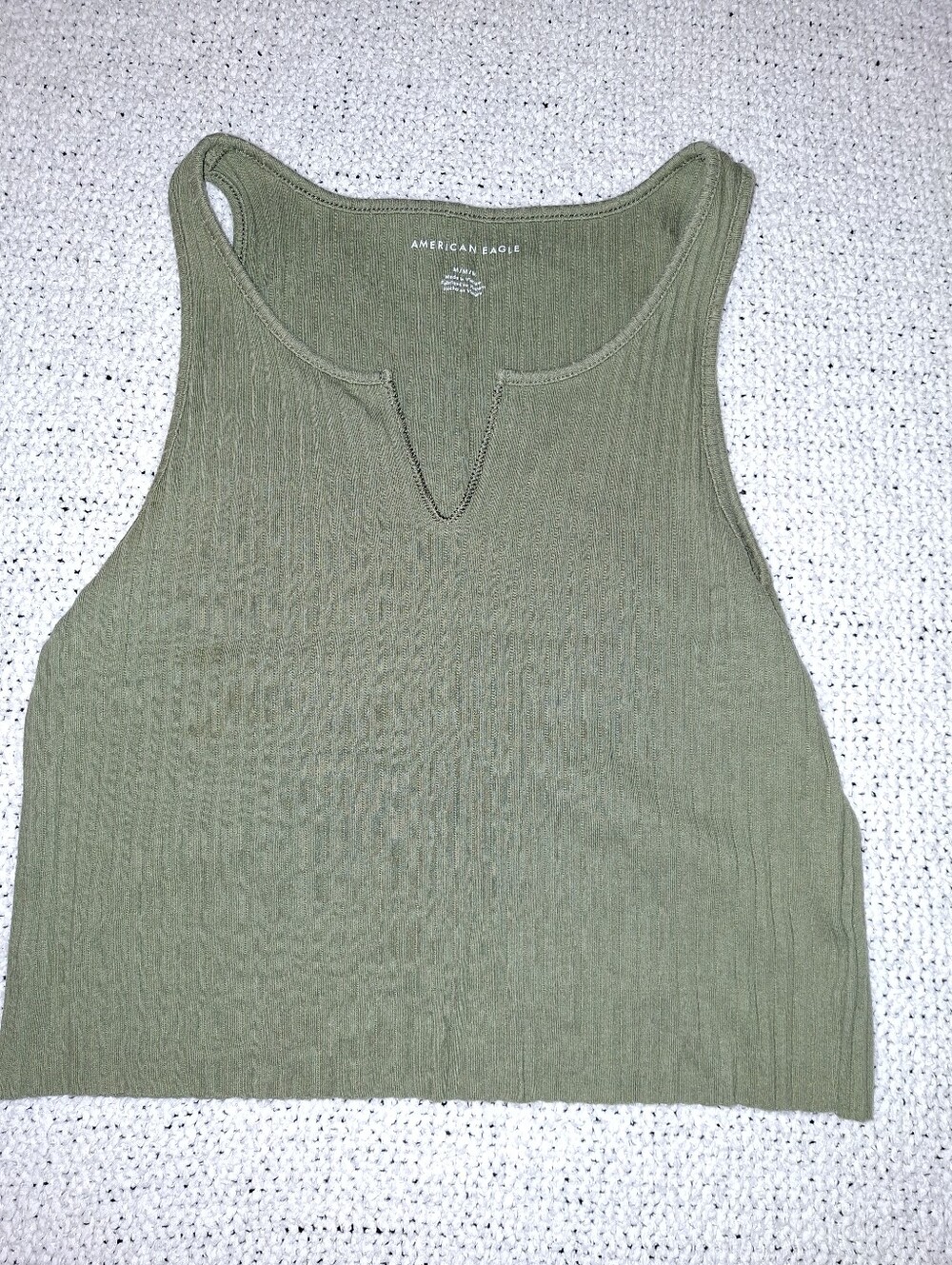 American Eagle Outfitters Olive Ribbed Tank Top